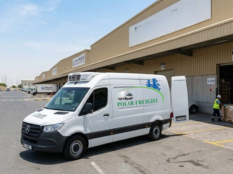 “Polar Freight chiller van providing temperature-controlled transport services in UAE”
